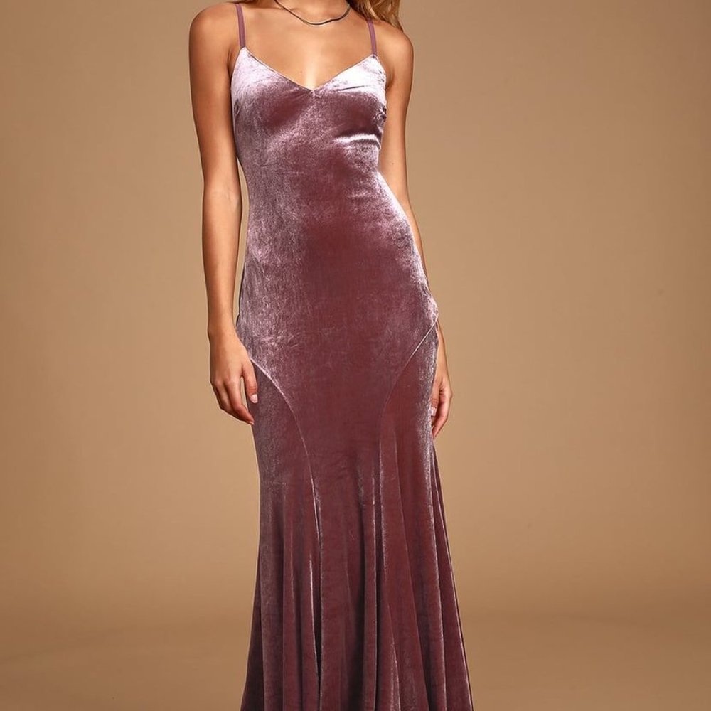 Lulu's Pink Purple Velvet Formal Dress sz M